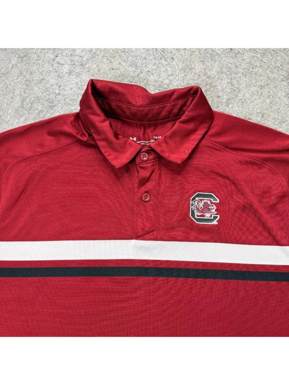 South Carolina Gamecocks Under Armour Polo Shirt Men L Red Loose Performance 014